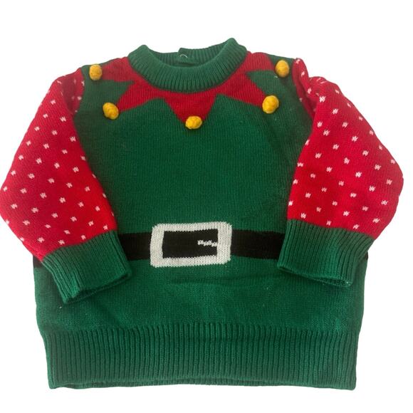 Christmas ELF sweater Sz 0-6 months holiday wear baby sweater - Picture 1 of 3